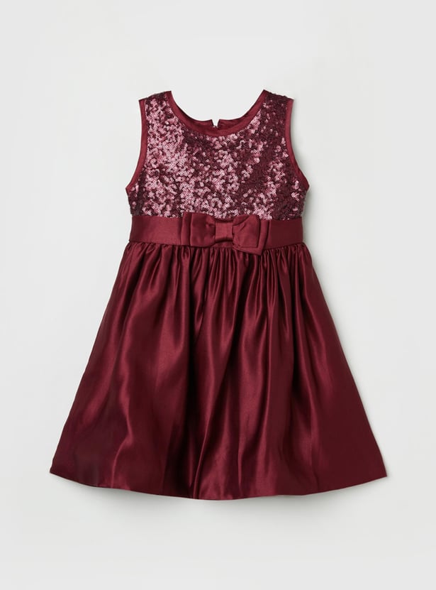 Girls Embellished Sleeveless A-line Dress