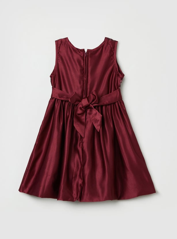 Girls Embellished Sleeveless A-line Dress