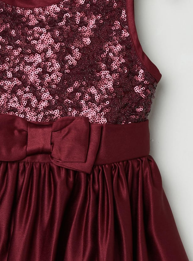 Girls Embellished Sleeveless A-line Dress