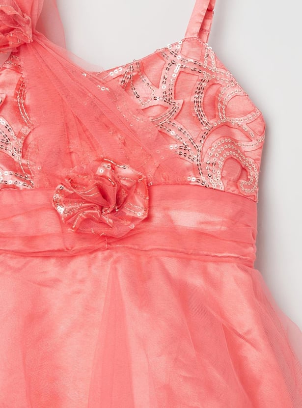 Girls Embellished Lace Detailed Sleeveless Dress