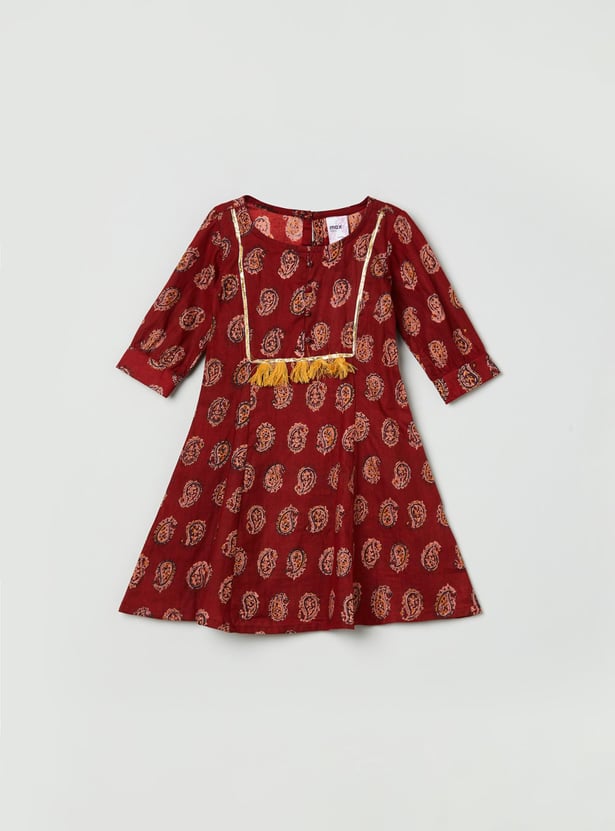 Girls Printed A-Line Kurta with Palazzo Pants