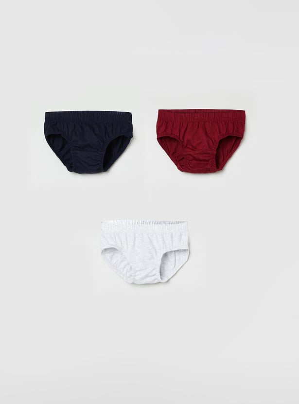 Boys Solid Briefs- Pack of 3