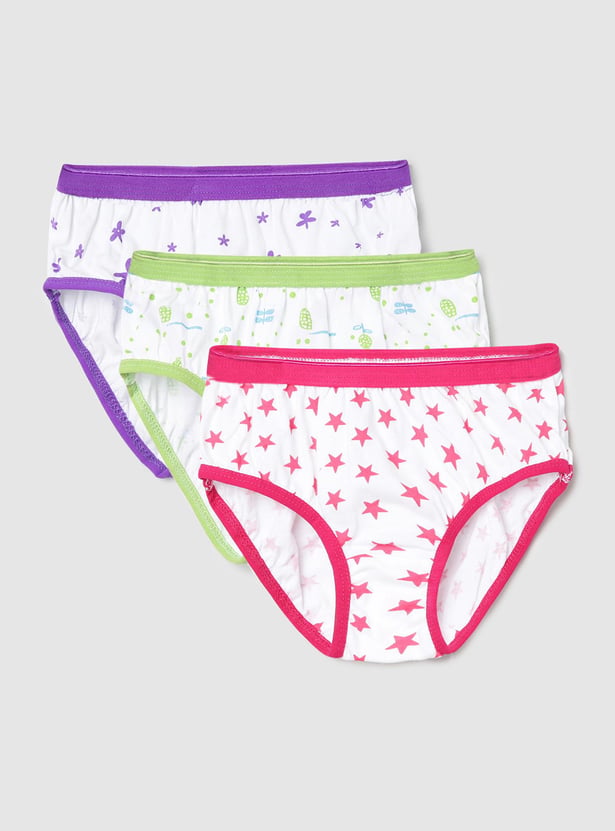 Girls Printed Hipster Panties - Pack of 3