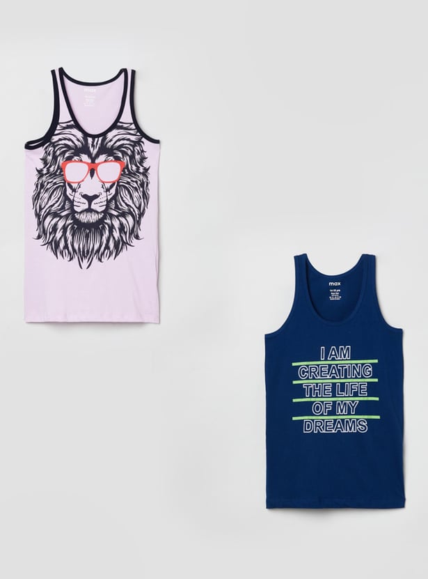 Boys Printed Vest - Pack of 2