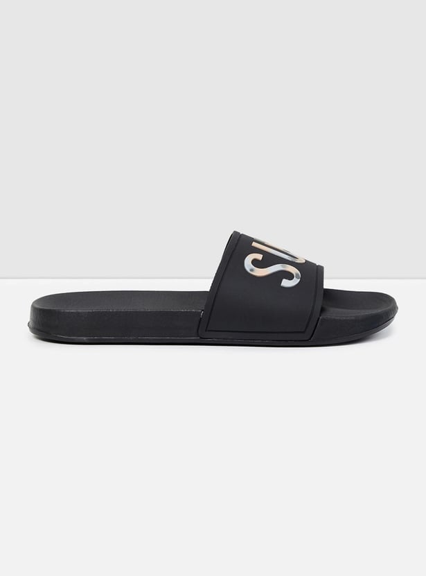 Men Printed Open-Toe Sliders 