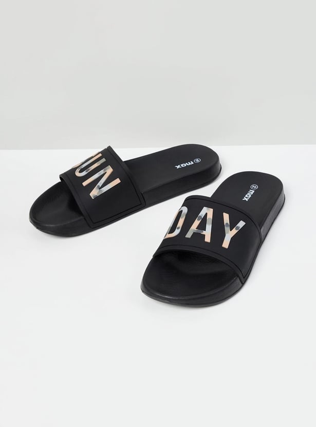 Men Printed Open-Toe Sliders 