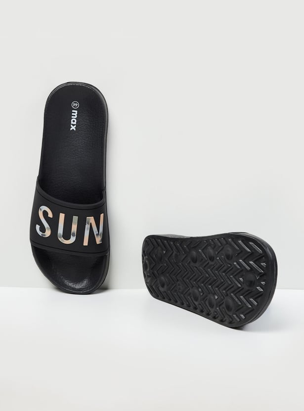 Men Printed Open-Toe Sliders 