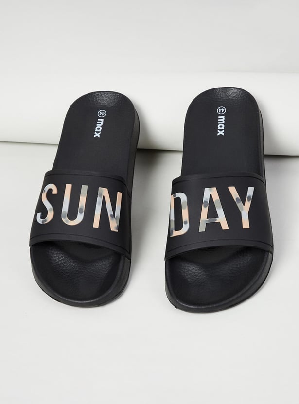 Men Printed Open-Toe Sliders 