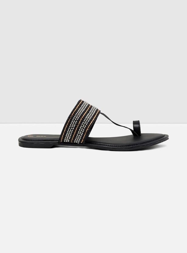 Women Embellished Slip-On Flat Sandals