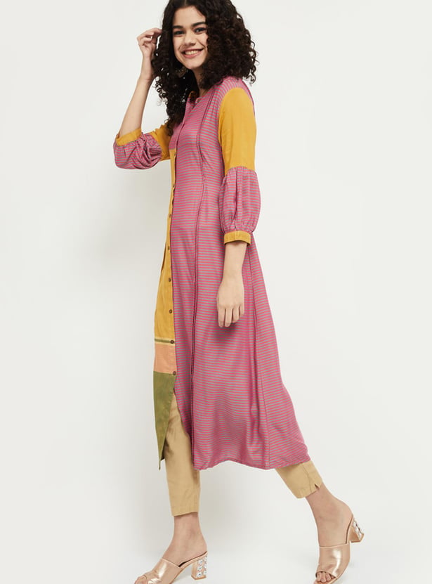 MAX Women Striped Button Down Kurta