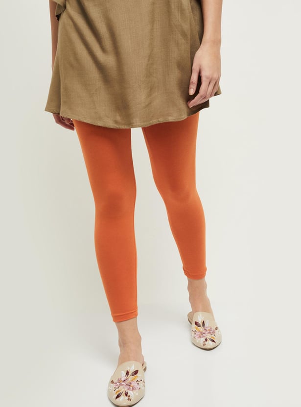 Women Solid Ankle-Length Leggings