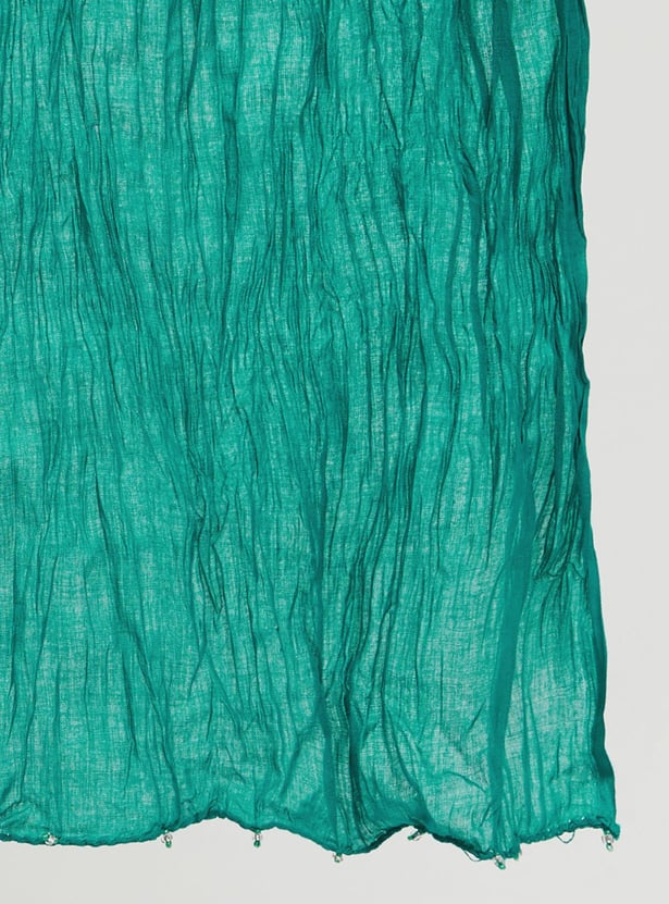 Women Solid Scrunched Dupatta