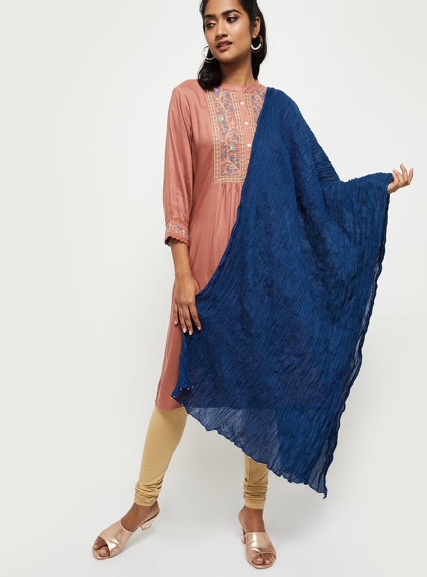 Women Solid Scrunched Dupatta 