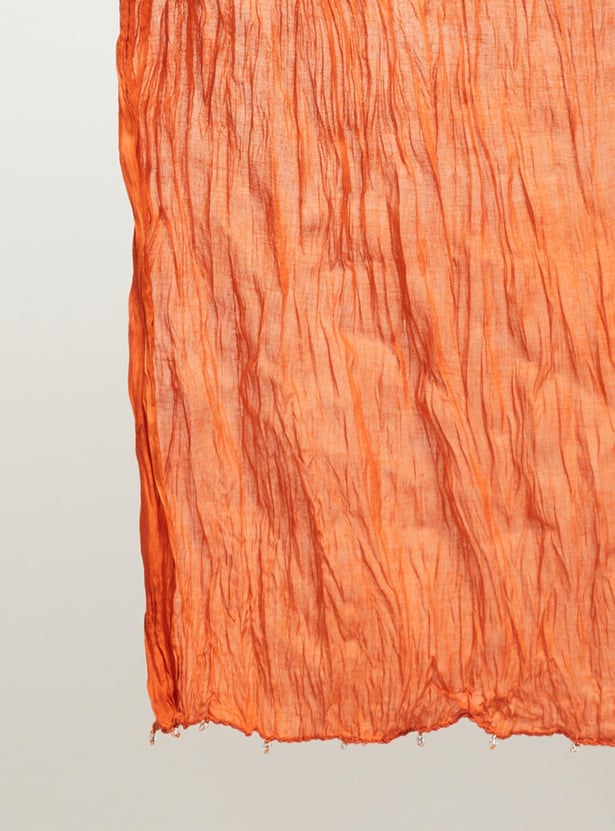 Women Scrunched Solid Dupatta 