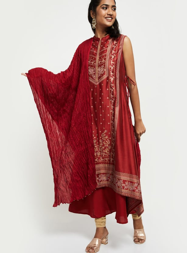 Women Scrunched Solid Dupatta