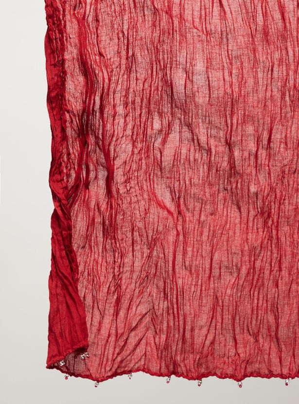 Women Scrunched Solid Dupatta