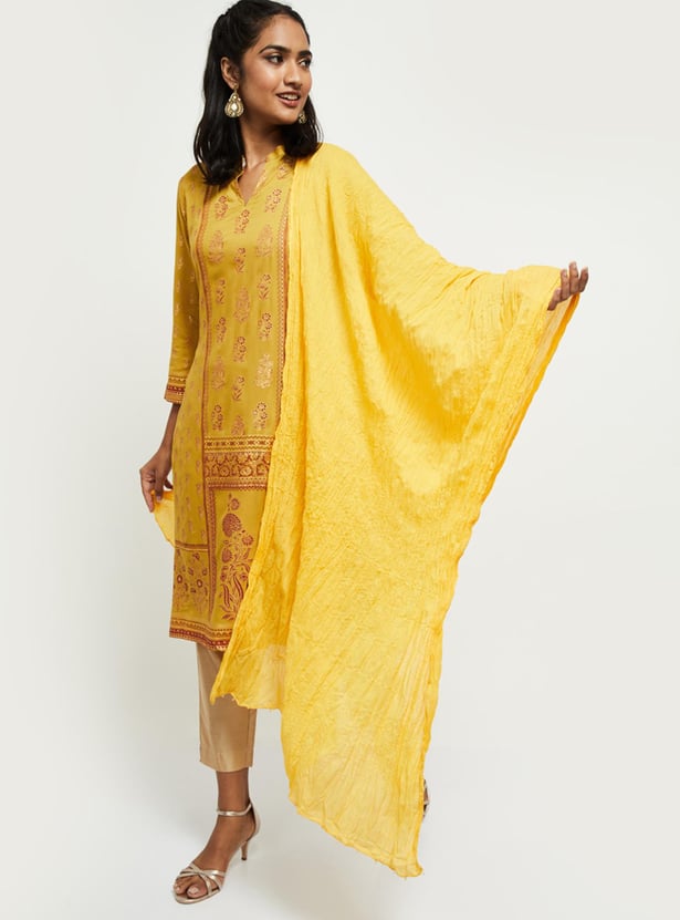 Women Scrunched Solid Dupatta 