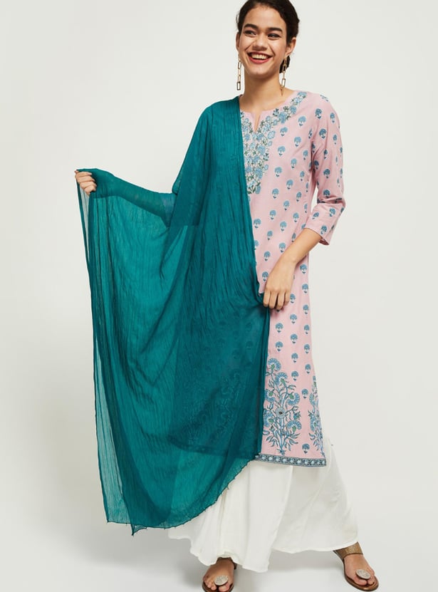 Women Solid Scrunched Dupatta 