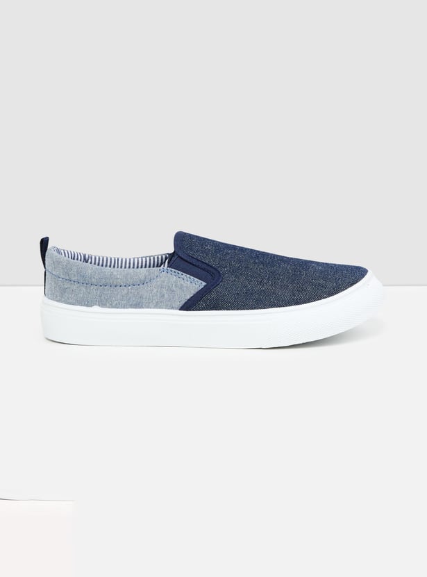 Canvas Slip Slip On Trainers For Kids Boys Textured Slip-On Canvas