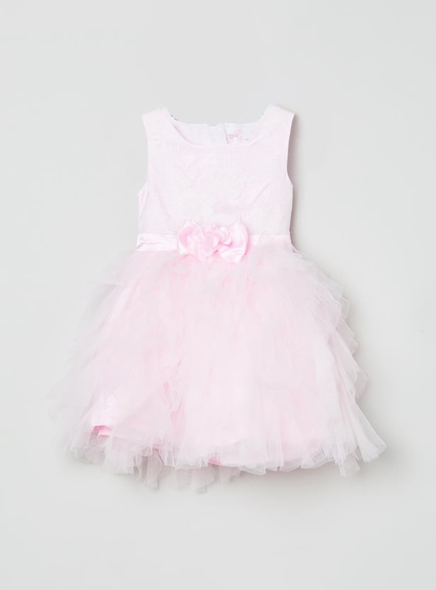 Girls Lace Embellished Fit and Flare Dress