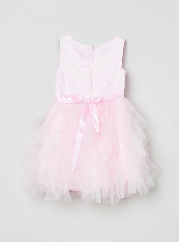 Girls Lace Embellished Fit and Flare Dress