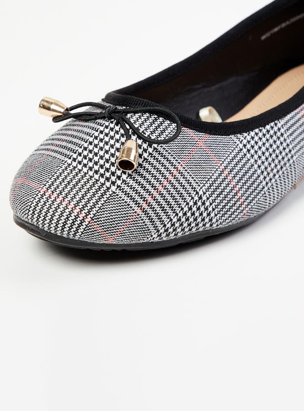 Women Bow Checked Ballerinas
