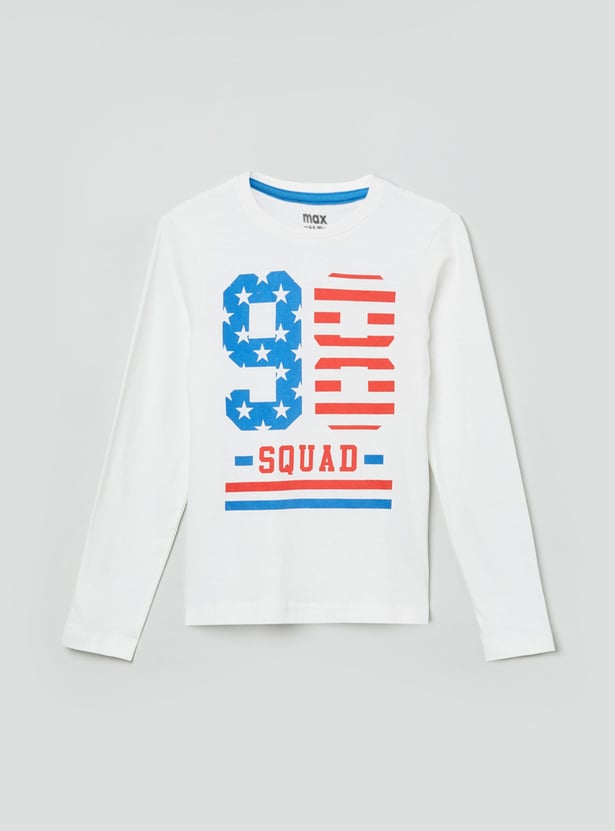 Boys Typographic Print Crew Neck T-shirt
