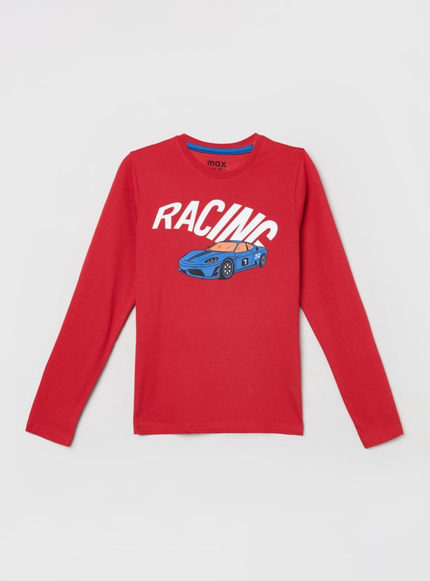 Boys Typographic Print Crew Neck T-shirt