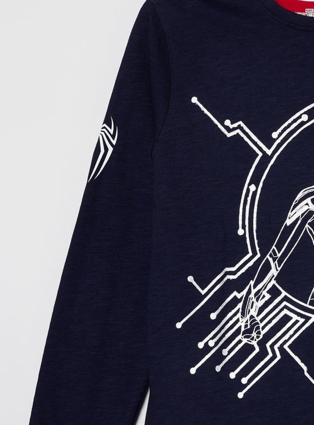 Boys Spiderman Print Crew Neck T-shirt