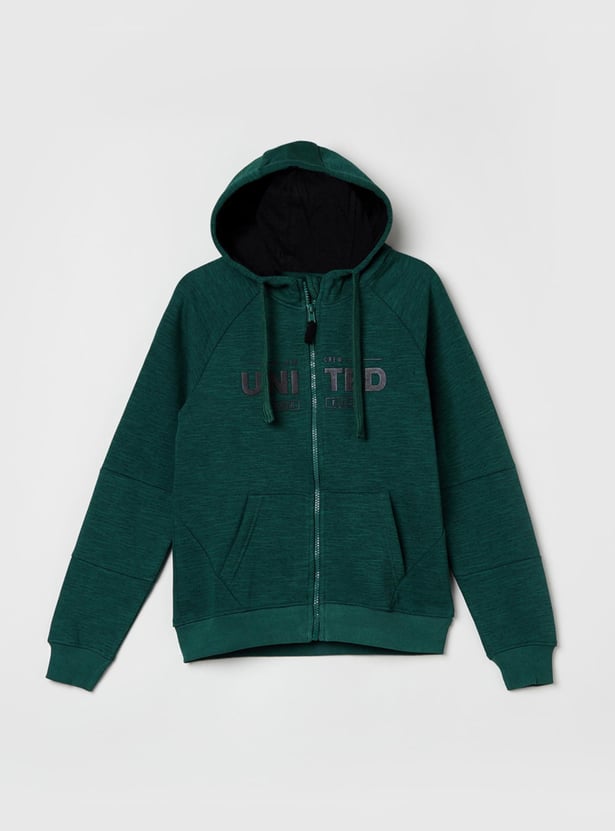 MAX Boys Printed Full Sleeve Hooded Sweatshirt