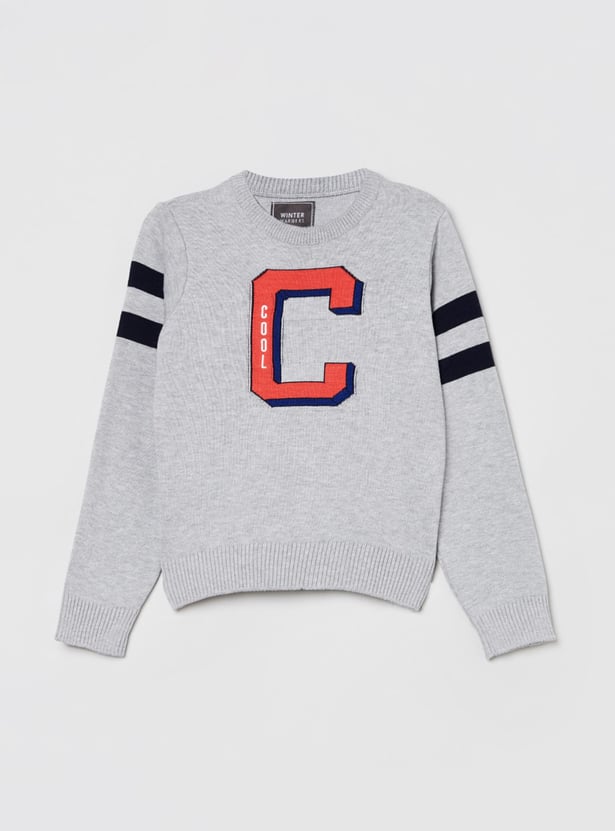 MAX Boys Textured Full Sleeves Sweater
