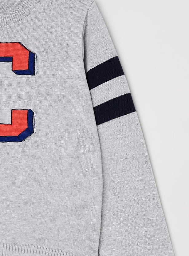 MAX Boys Textured Full Sleeves Sweater