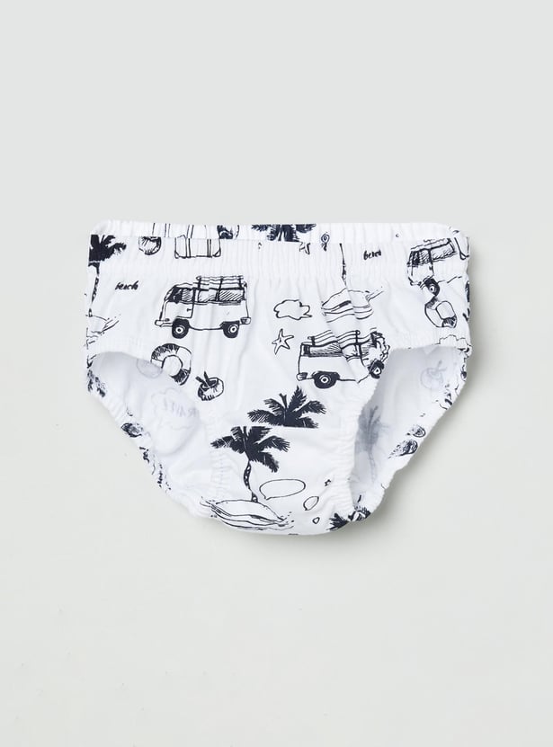 Boys Printed Elasticated Briefs - Pack Of 3 