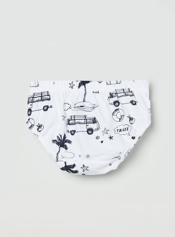 Boys Printed Elasticated Briefs - Pack Of 3 