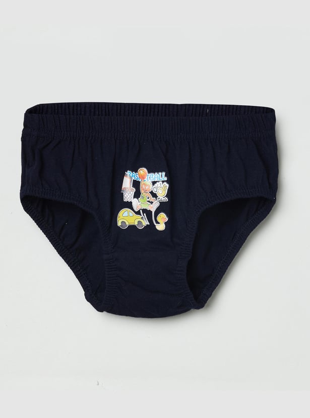 Boys Printed Elasticated Briefs - Pack Of 3 