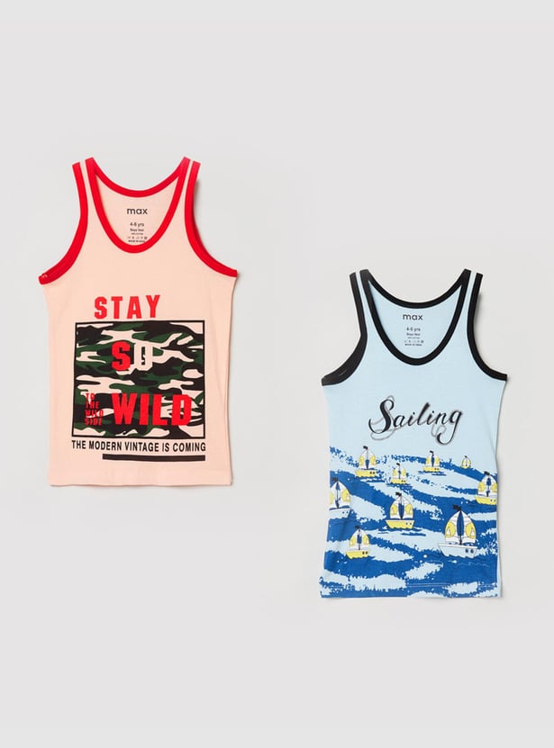 Boys Printed Vests - Pack of 2