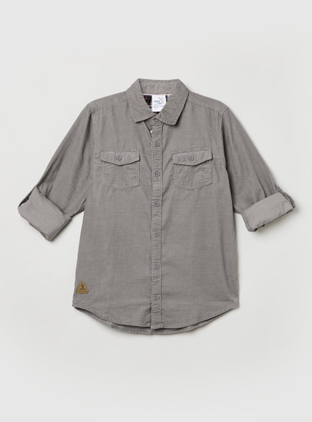 MAX Boys Solid Corduroy Shirt