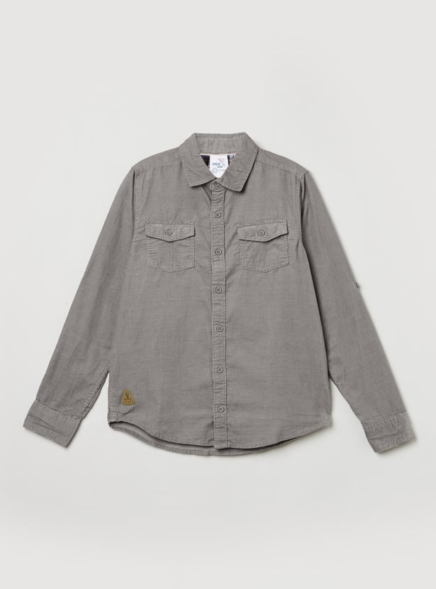 MAX Boys Solid Corduroy Shirt
