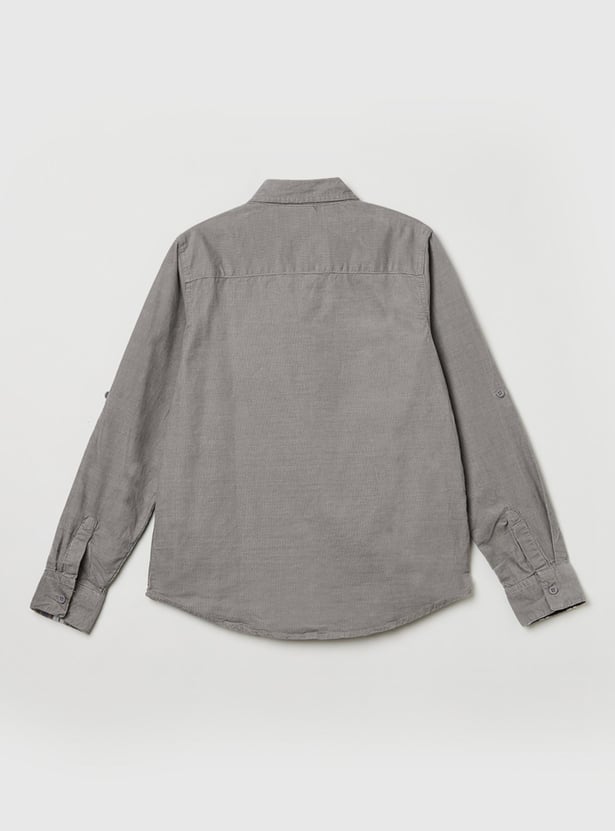 MAX Boys Solid Corduroy Shirt
