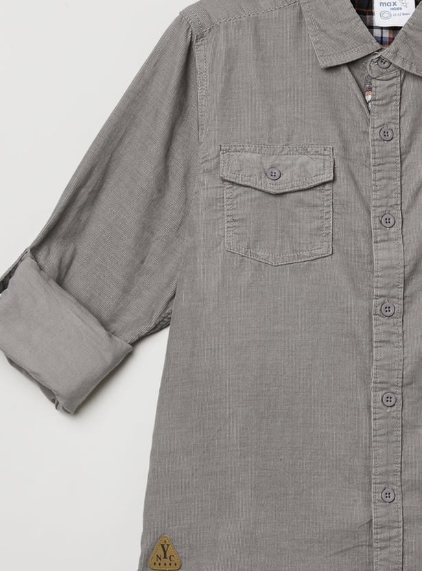 MAX Boys Solid Corduroy Shirt