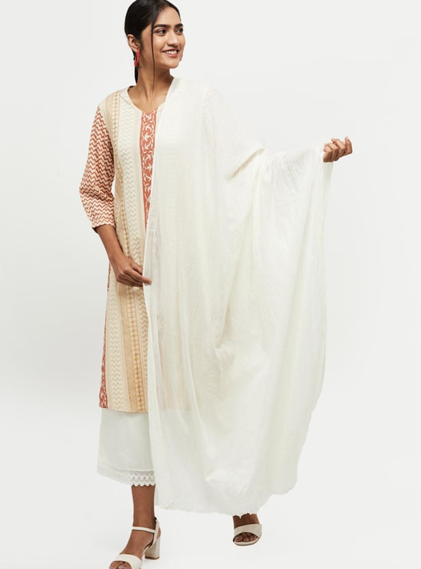 Women Solid Crushed Dupatta 