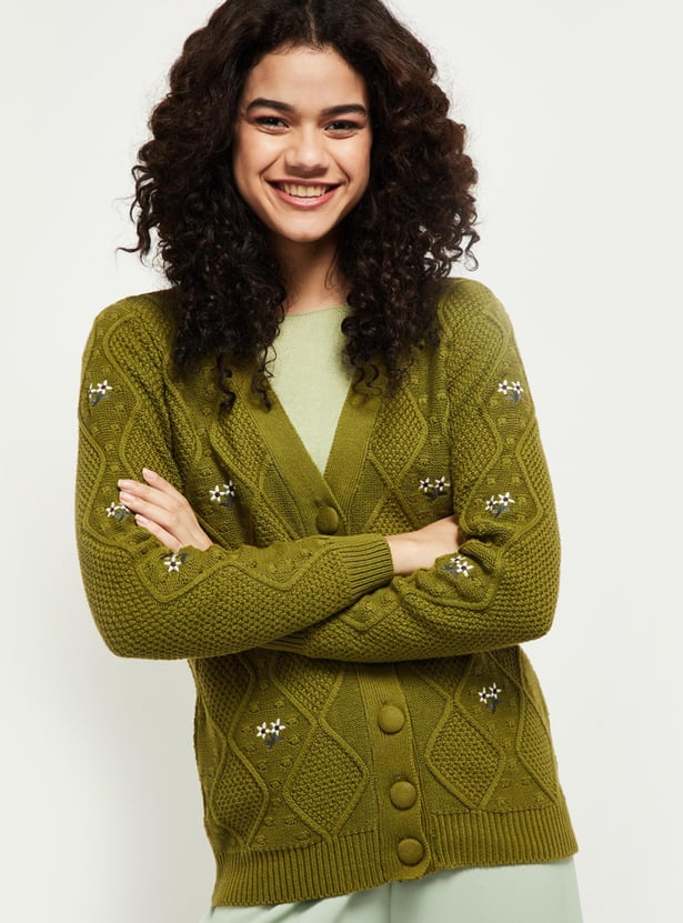 MAX Women Textured Full Sleeves Cardigan