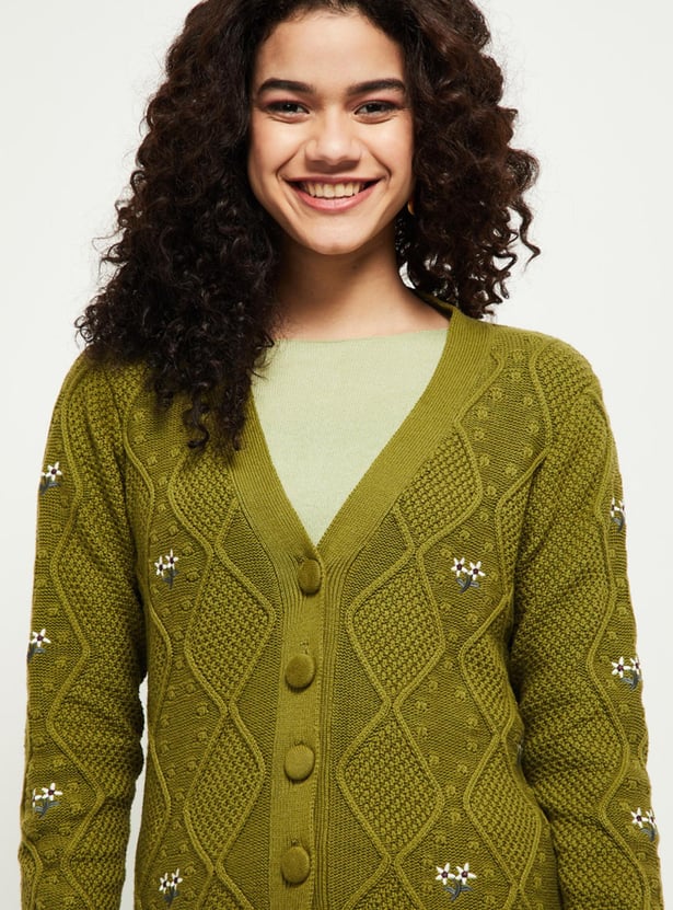 MAX Women Textured Full Sleeves Cardigan