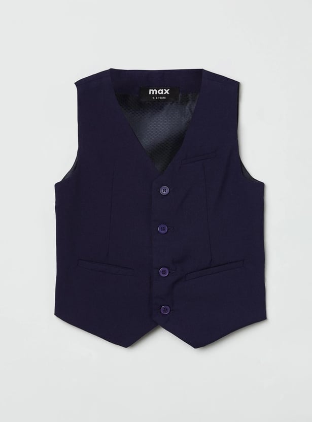 Boys Solid Sleeveless Waistcoat