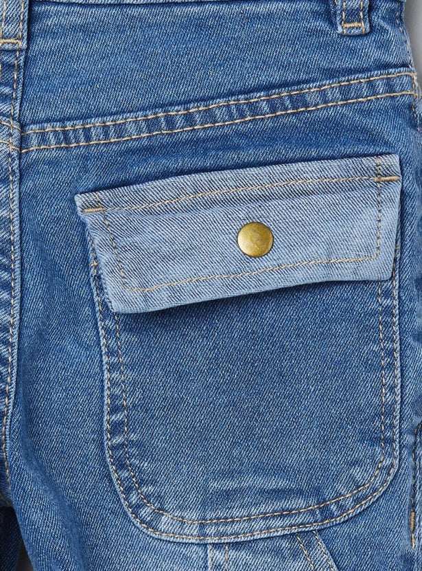 Boys Printed Slim Fit Denim Trousers