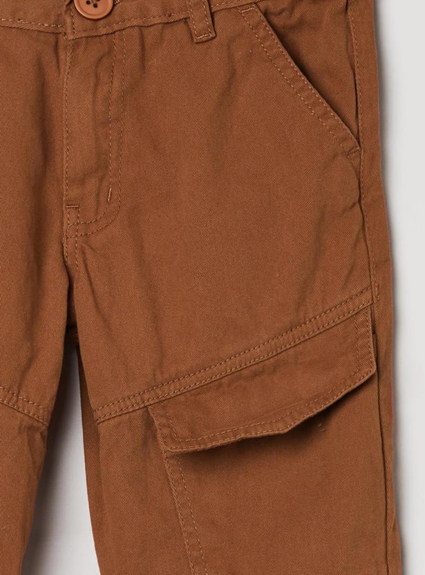 Boys Solid Flap Pocket Casual Joggers