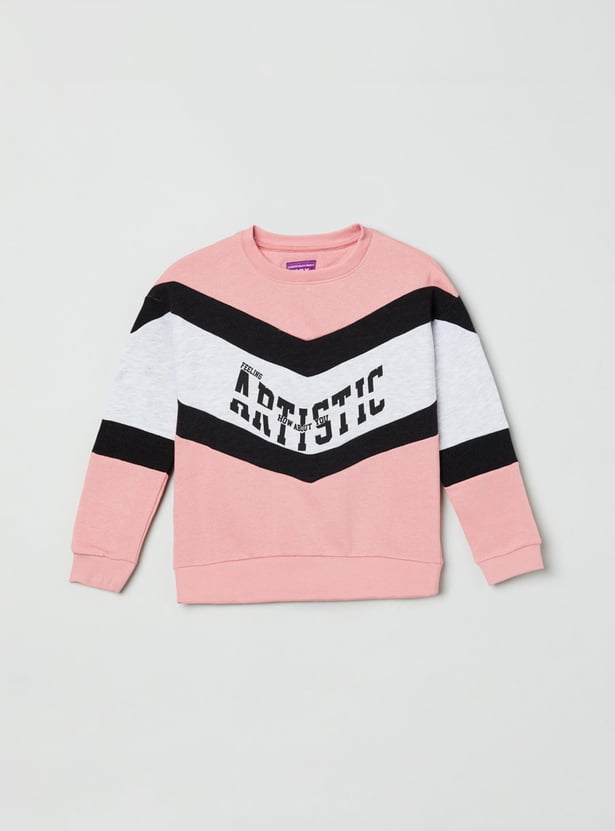 Girls Printed Crew Neck Sweatshirt