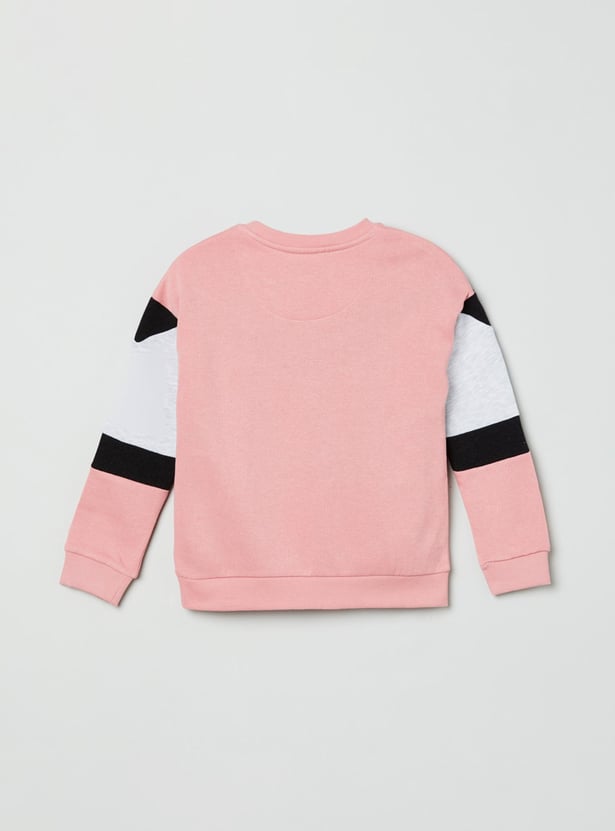 Girls Printed Crew Neck Sweatshirt