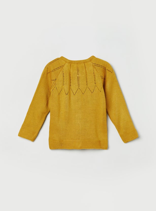 MAX Girls Textured Full Sleeve Sweater