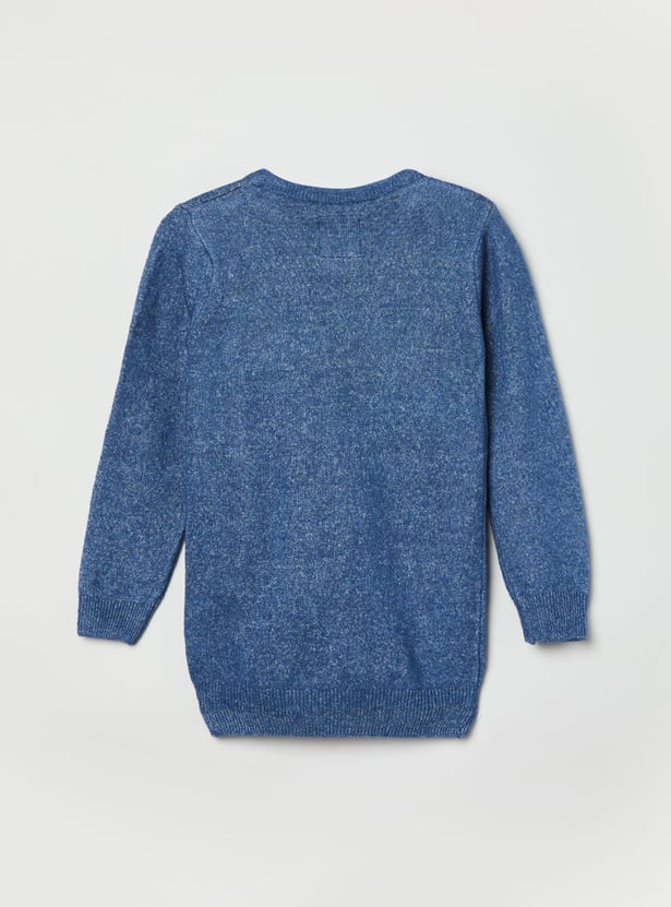 MAX Girls Textured Full Sleeves Sweater